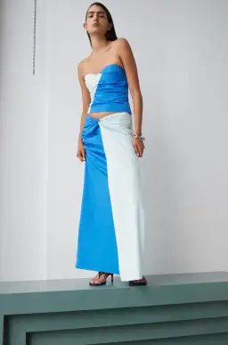 Sir the Label Azul Bodice Size 2 and Twist Midi Skirt Size 1 Set Ice Blue/Cobalt