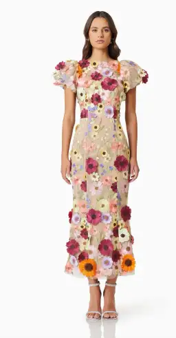 Elliatt Astraea 3D Floral Midi Dress Multi Size AU 8 for rent on The Volte - image 1