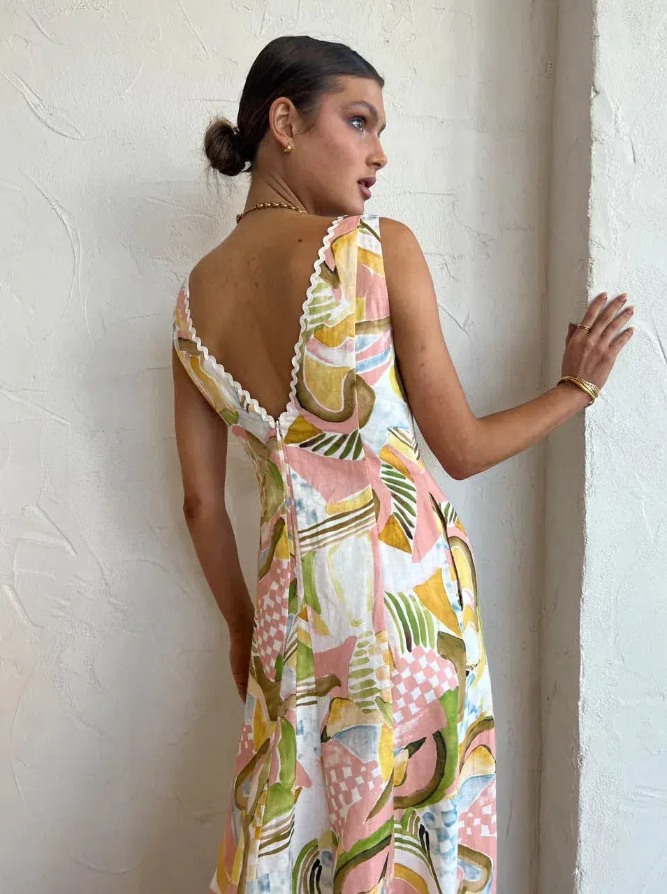 By Nicola Wavy Maxi Dress In Swirl Check SIze 10 for rent on The Volte - main image