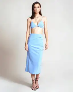 Bec and Bridge Noa Bralette and Midi Skirt Set Blue Size AU 6 for rent on The Volte - image 1