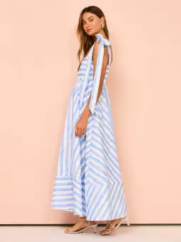 Aston Studio Pippa Dress in Lapis Stripe Size 10 for rent on The Volte - image 2