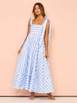 Aston Studio Pippa Dress in Lapis Stripe Size 10 for rent on The Volte - image 1