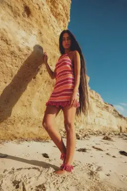 The Wolf Gang Kokomo Crochet Dress Fucshia Multi Size XS/ AU 6 for rent on The Volte - image 2