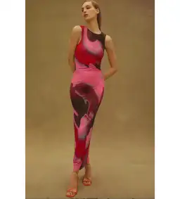 Scanlan Theodore Italian Watercolour Dress Raspberry Size 12 for rent on The Volte - image 1