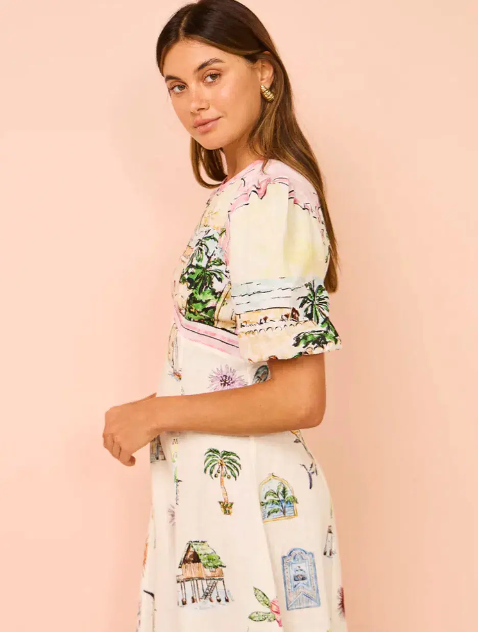 Alemais Sunset Midi Dress Print Size 10 for rent on The Volte - main image