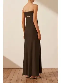 Shona Joy Corded Strapless Maxi Dress Brown Size AU 8 for rent on The Volte - image 3