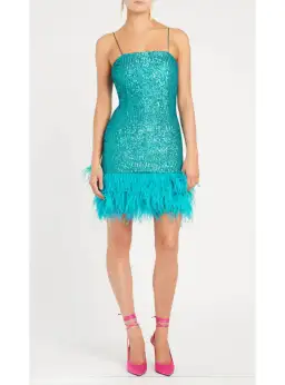 Rebecca Vallance Missing Hours Mini Dress Turquoise Size AU 14 for rent on The Volte - image 1