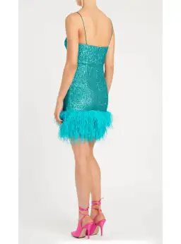 Rebecca Vallance Missing Hours Mini Dress Turquoise Size AU 14 for rent on The Volte - image 3