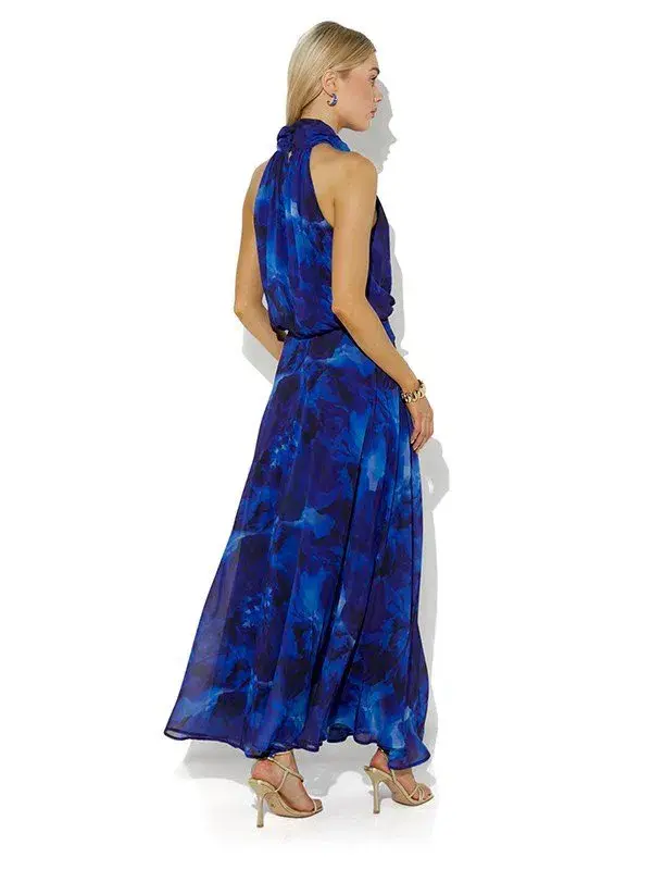 Montique Lula Lagoon Printed Maxi Dress Sapphire Blue Size 10 for rent on The Volte - main image