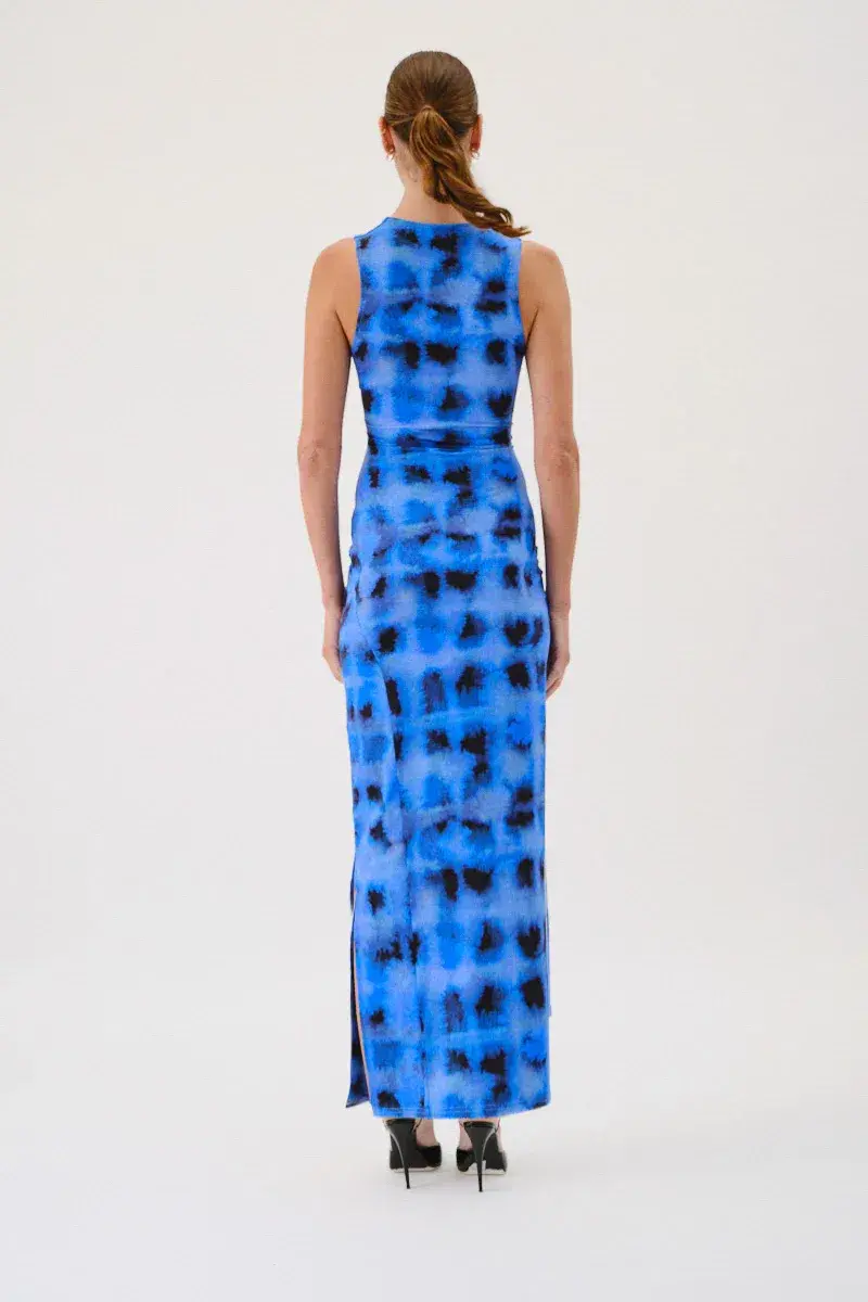 Suboo Shibori Sleeveless Reversible Twist Front Maxi Dress Blue Print Size S / AU 8 for rent on The Volte - main image