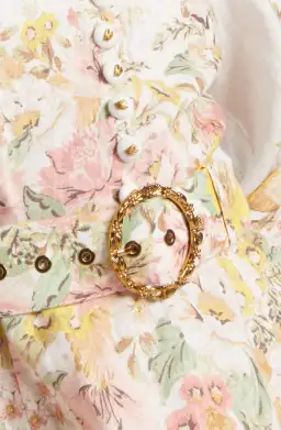 Zimmermann Matchmaker Buttoned Mini Dress Ivory/Coral Floral Size 0 / AU 8 for rent on The Volte - image 4