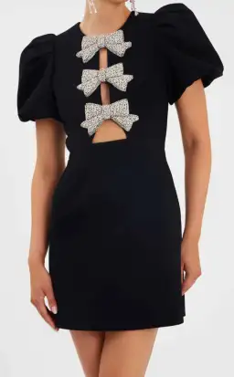 Rebecca Vallance Juliana Puff Sleeve Mini Dress Black Size 12 for rent on The Volte - image 2