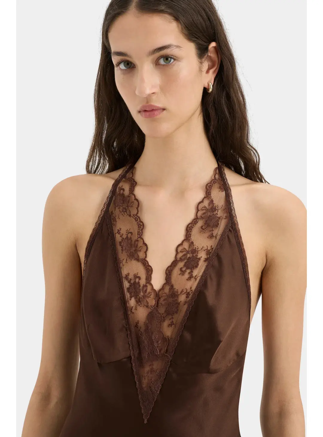 Sir the Label Aries Halter Gown in Chocolate Size 2 / AU 10 for rent on The Volte - main image
