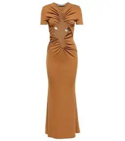 Christopher Esber Dual Quartz Multiruched Tee Dress Tan Size AU 8 for rent on The Volte - image 4