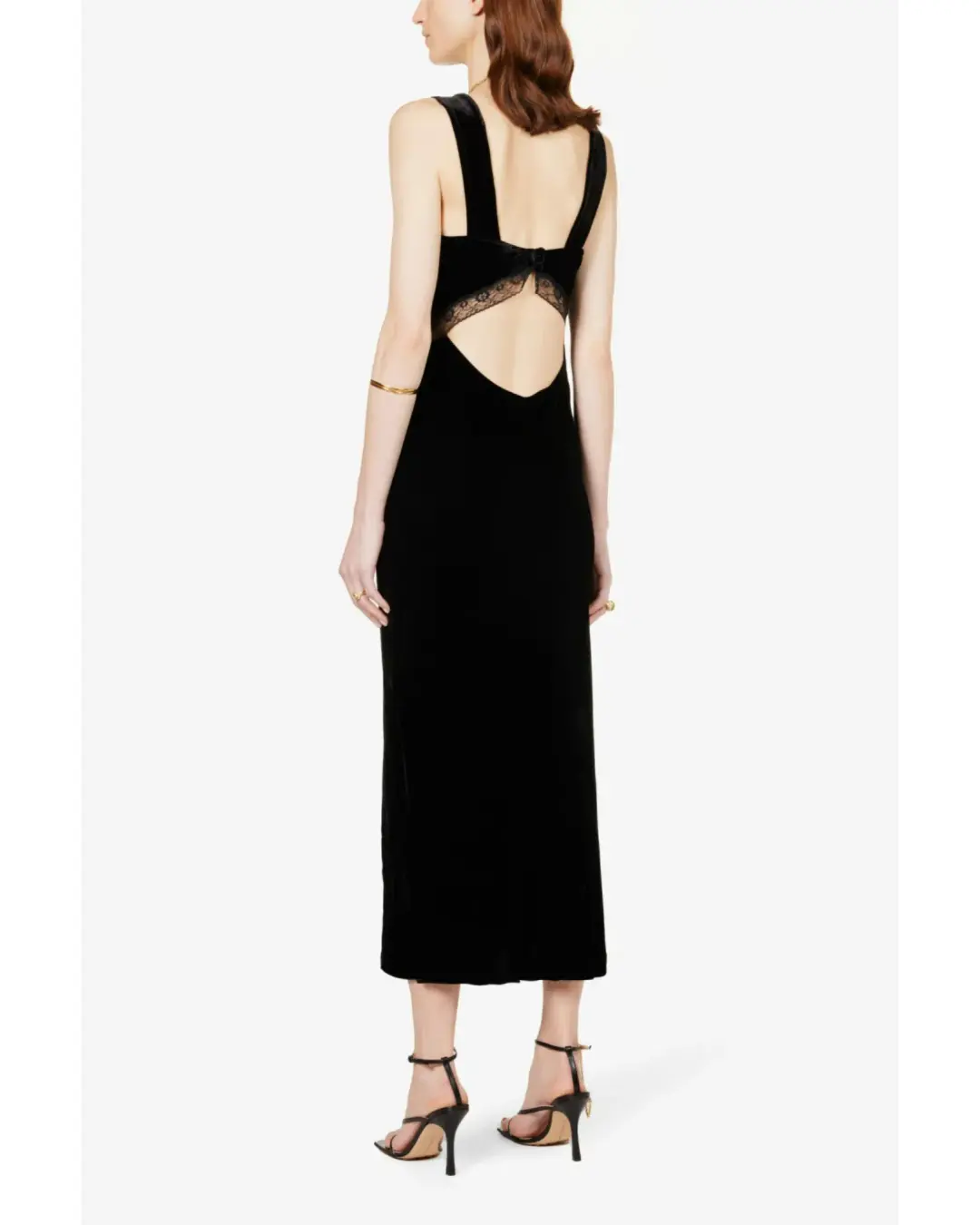 Reformation Lorenzo Midi Velvet Gown Black Size AU 10 for rent on The Volte - main image