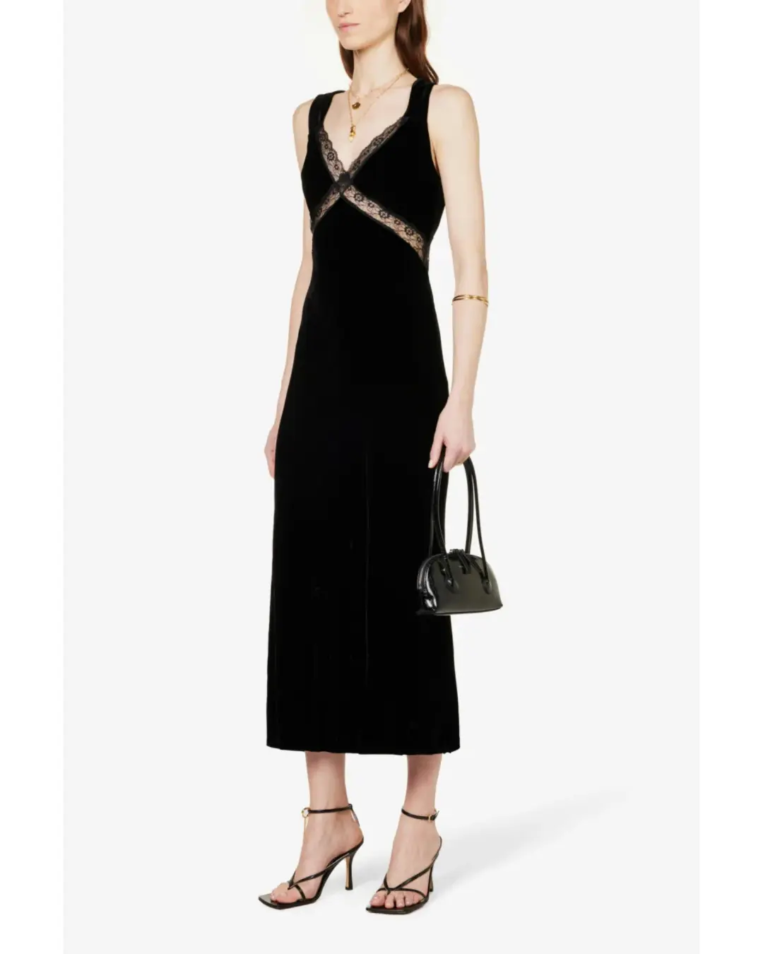 Reformation Lorenzo Midi Velvet Gown Black Size AU 10 for rent on The Volte - main image