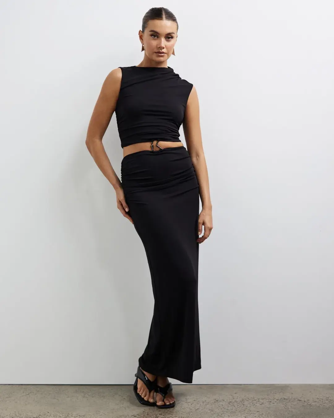 Lover Collins Ring Front Maxi Dress Black Size 10 for rent on The Volte - main image