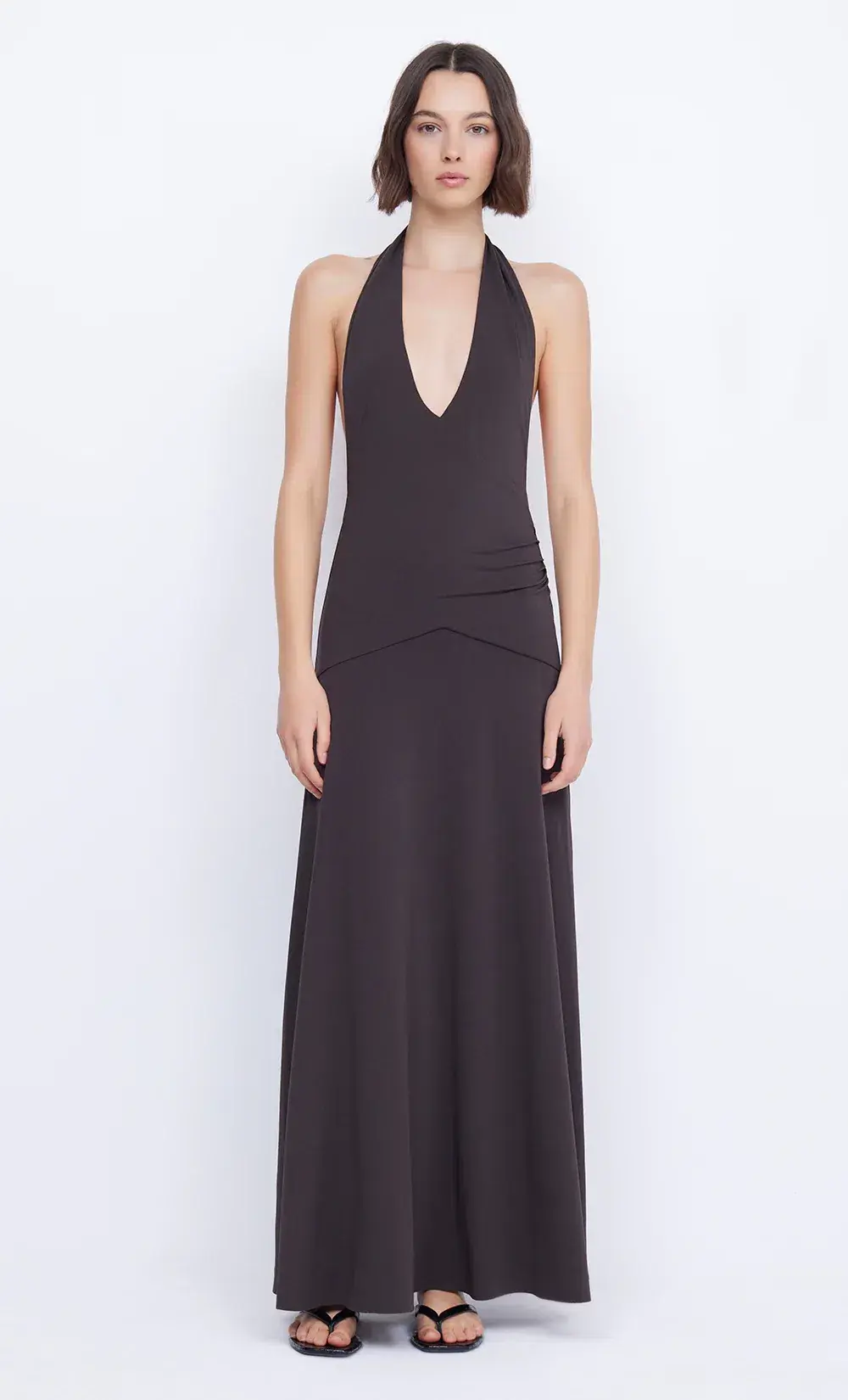 Bec & Bridge Blanche Halter Maxi Dress in Espresso Size 10 for rent on The Volte - main image