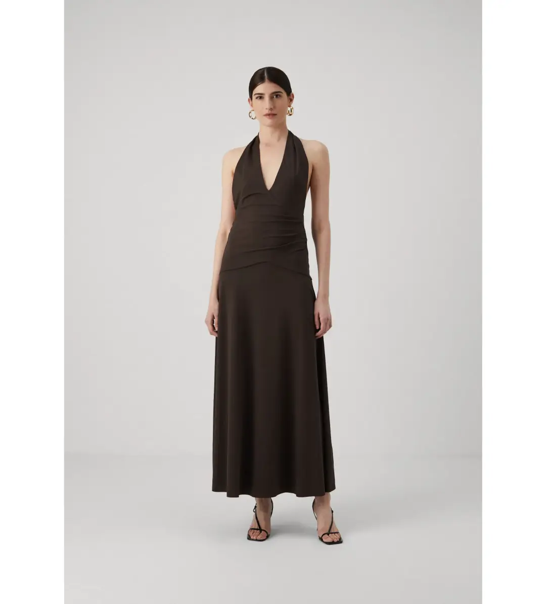 Bec & Bridge Blanche Halter Maxi Dress in Espresso Size 10 for rent on The Volte - main image