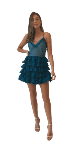 By Nicola Silver Linings Dress in Teal for rent on The Volte - image 1