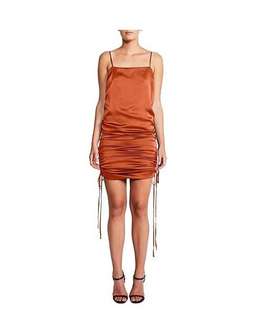 Shona Joy Satin Ruched Dress Rust Size 6