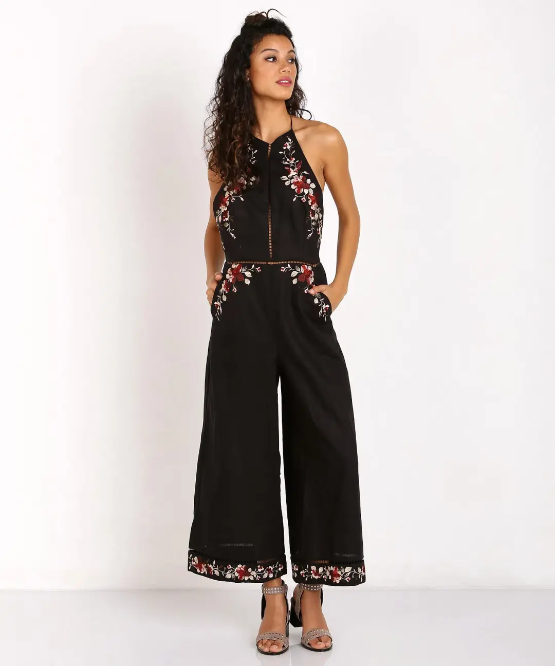 Zimmermann Sakura Embroidered Jumpsuit Black Floral Size 0 / AU 8 for rent on The Volte - main image