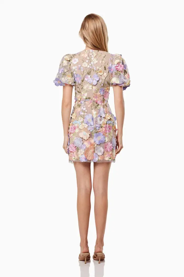 Elliatt Anthea 3D Mini Dress in Multi Floral Size Small / AU 8 for rent on The Volte - main image