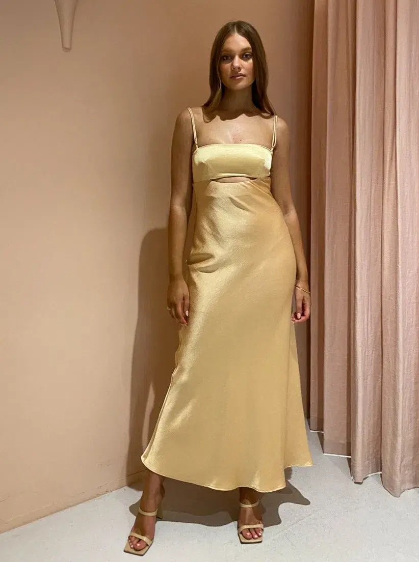 Bec & Bridge Carrie Maxi Dress in Multi Yellow Size 6 for rent on The Volte - main image