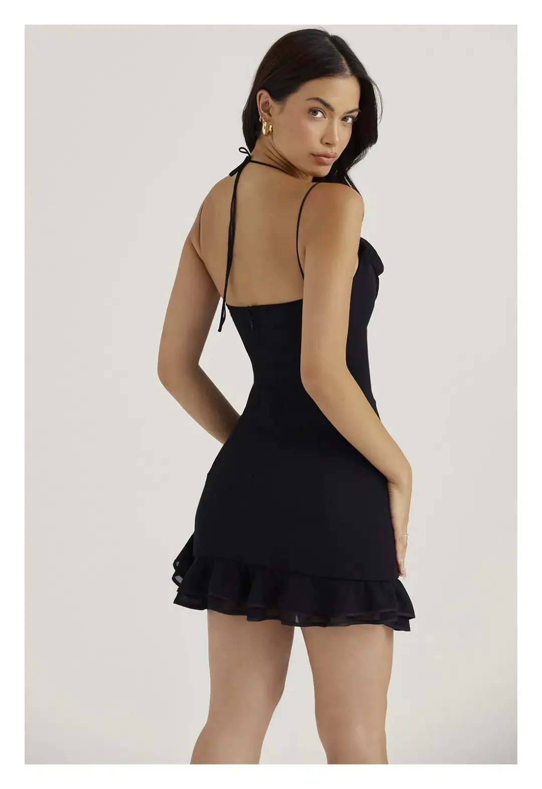 House of CB Rossella Ruffle Mini Dress Black Size XS/ AU 6 for rent on The Volte - main image