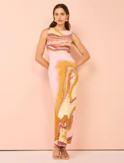 Sovere Molten Midi Dress Pink Multi Size 8 for rent on The Volte - image 1