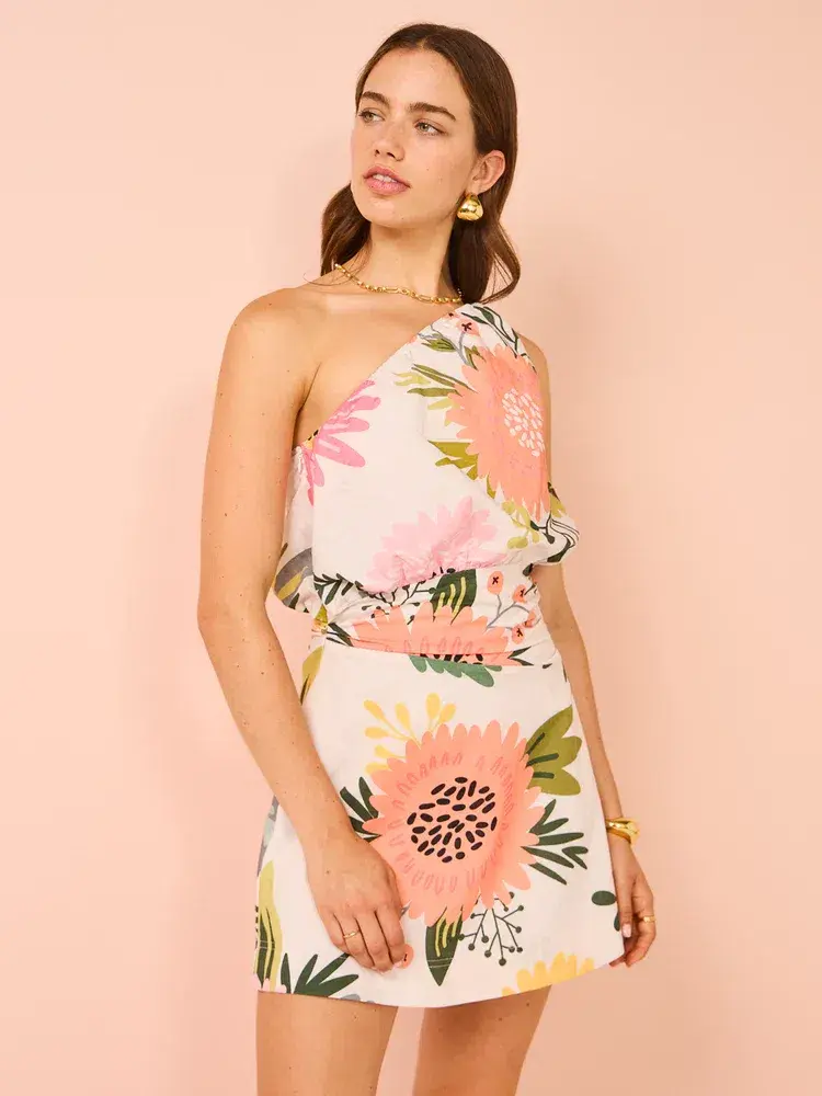 By Nicola Amelie One Shoulder Mini Dress In Potpourri Size 10 for rent on The Volte - main image