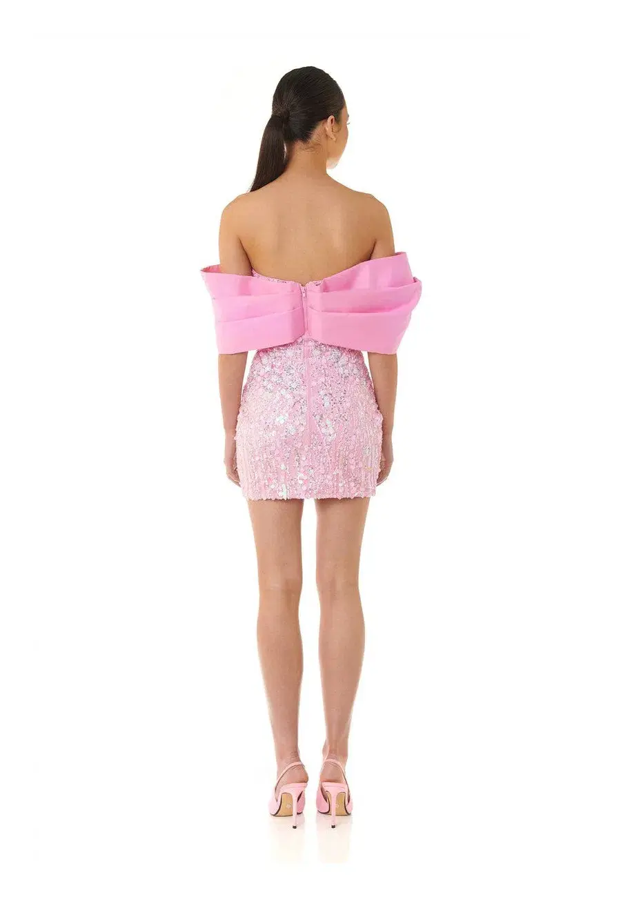 Eliya The Label Bianca Mini Dress in Pink Size Small / AU 8 for rent on The Volte - main image