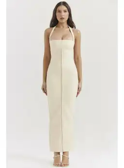 House Of CB Mia Halter Maxi Dress Yellow Size AU 8 for rent on The Volte - image 3