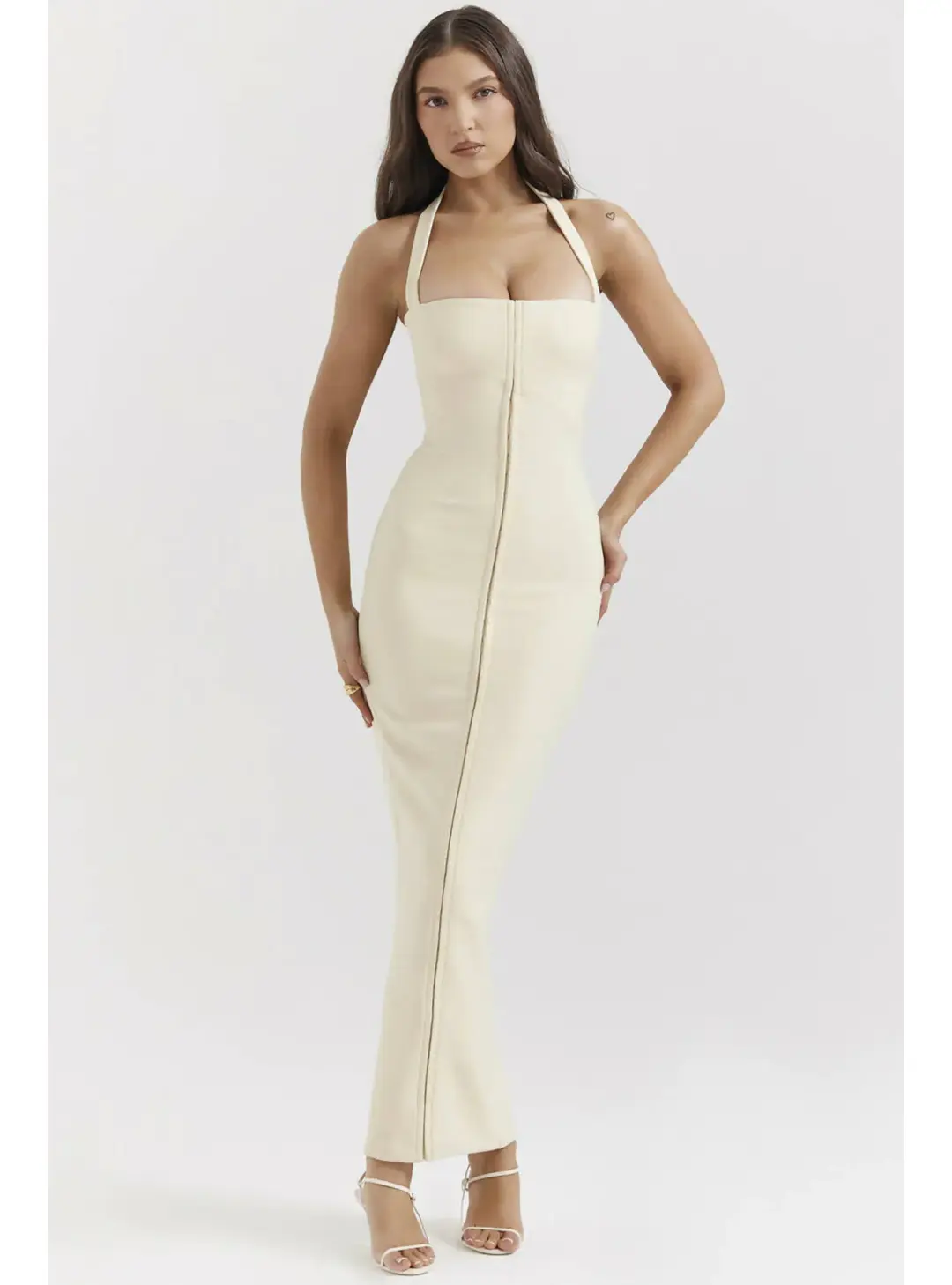 House Of CB Mia Halter Maxi Dress Yellow Size AU 8 for rent on The Volte - main image