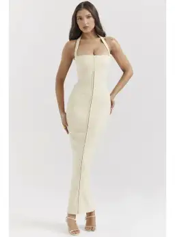 House Of CB Mia Halter Maxi Dress Yellow Size AU 8 for rent on The Volte - image 1