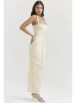 House Of CB Mia Halter Maxi Dress Yellow Size AU 8 for rent on The Volte - image 2