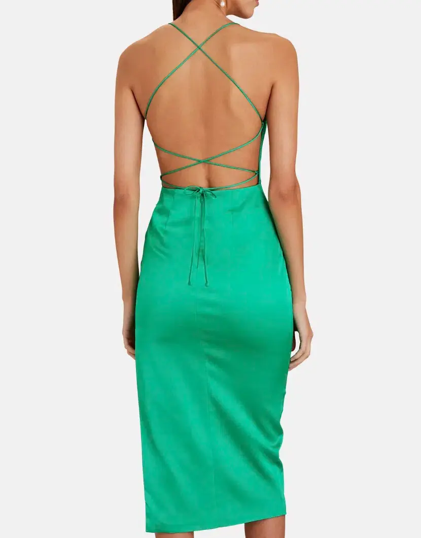 Manning Cartell Miami Heat Tie Back Midi Backless Dress Green Size 6 for rent on The Volte - main image