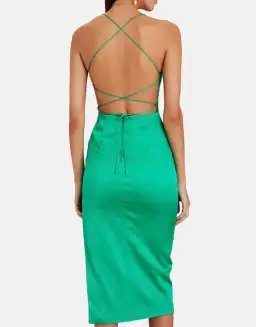 Manning Cartell Miami Heat Tie Back Midi Backless Dress Green Size 6 for rent on The Volte - image 2