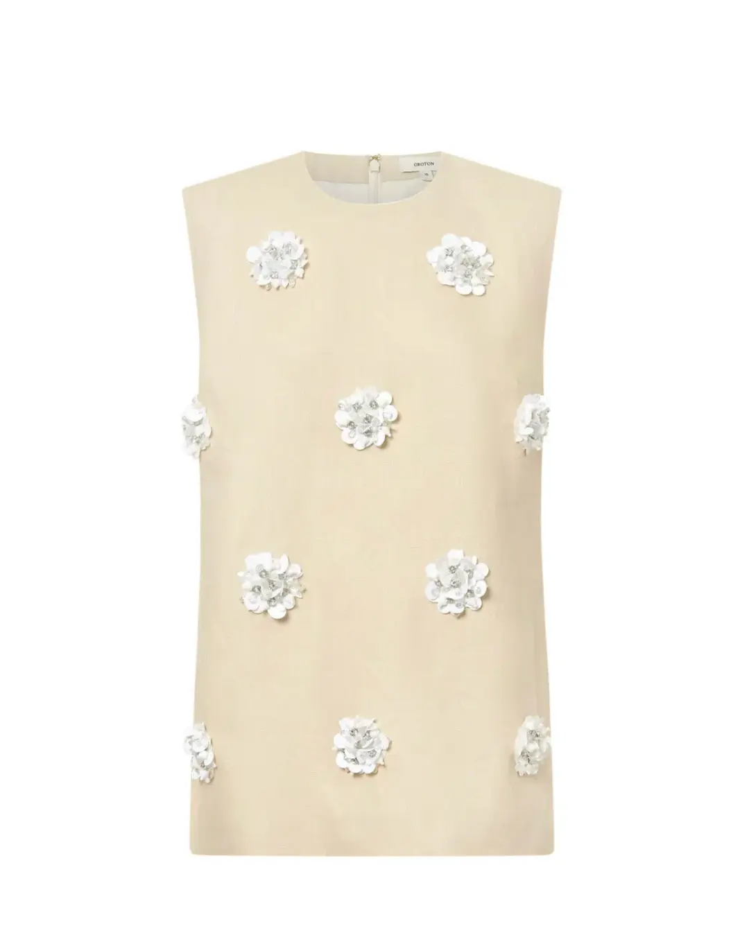 Oroton Flower Sequin Tunic Limestone Size 6 for rent on The Volte - main image