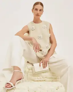 Oroton Flower Sequin Tunic Limestone Size 6 for rent on The Volte - image 3