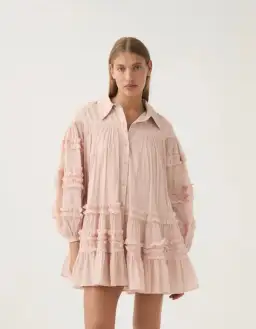 Aje Pastiche Tiered Mini Dress in Blush Pink Size 16 for rent on The Volte - image 4