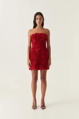 Aje Gazer Rosette Mini Dress Scarlet Red Size 8 for rent on The Volte - image 1