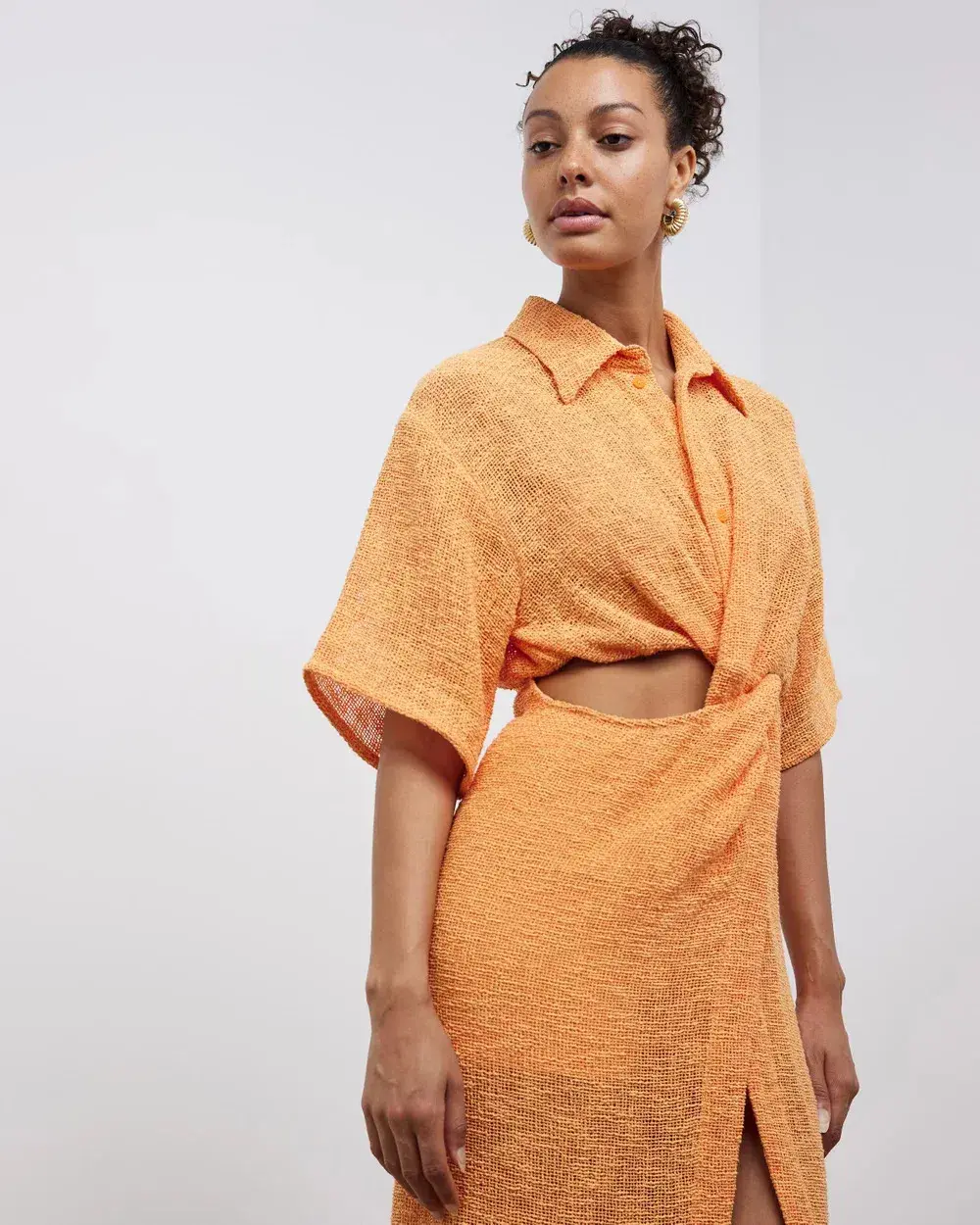 Camilla & Marc Clementine Twist Midi Dress Persimmon Size 10 for rent on The Volte - main image