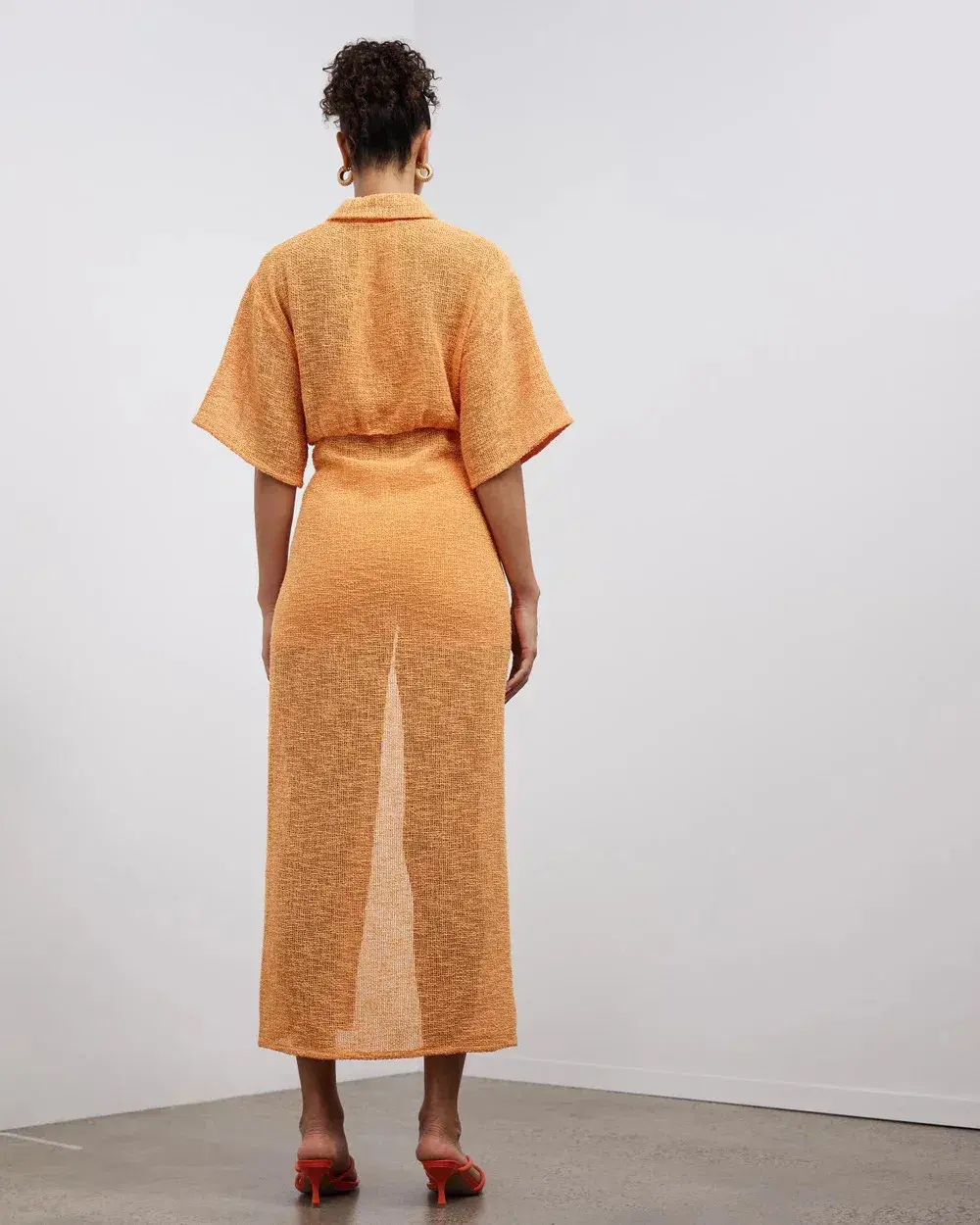 Camilla & Marc Clementine Twist Midi Dress Persimmon Size 10 for rent on The Volte - main image
