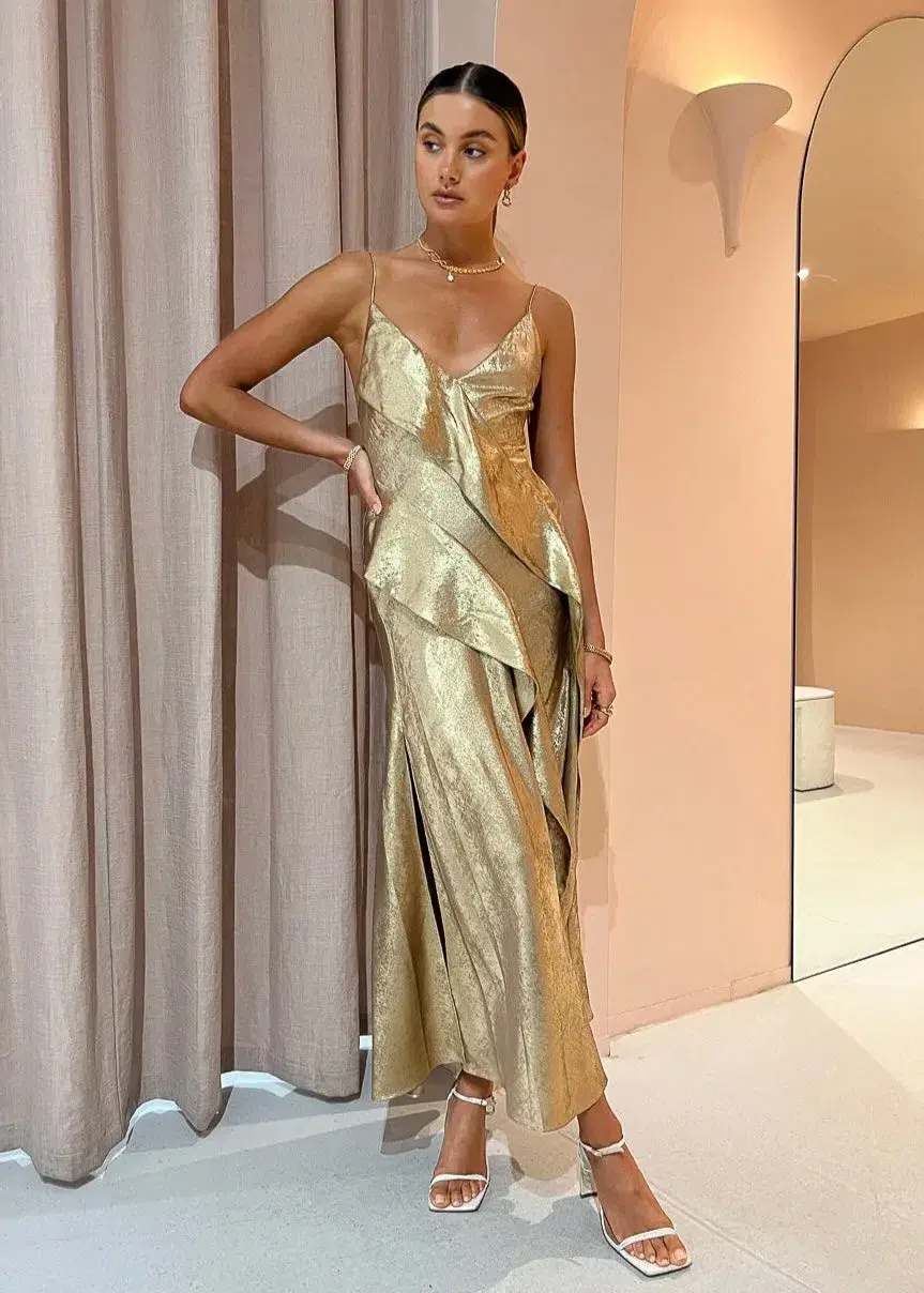 Acler Queensbridge Dress Gold Size 12 - Image 1