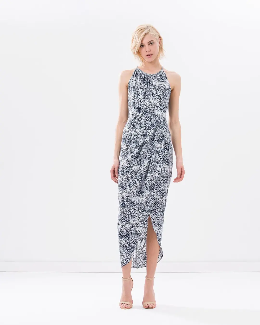Shona Joy Cascada Ruched High Neck Maxi Dress Print Size 12 for rent on The Volte - main image