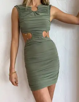 Bec & Bridge Vixen Mini Dress Olive Green Size 12 for rent on The Volte - image 4