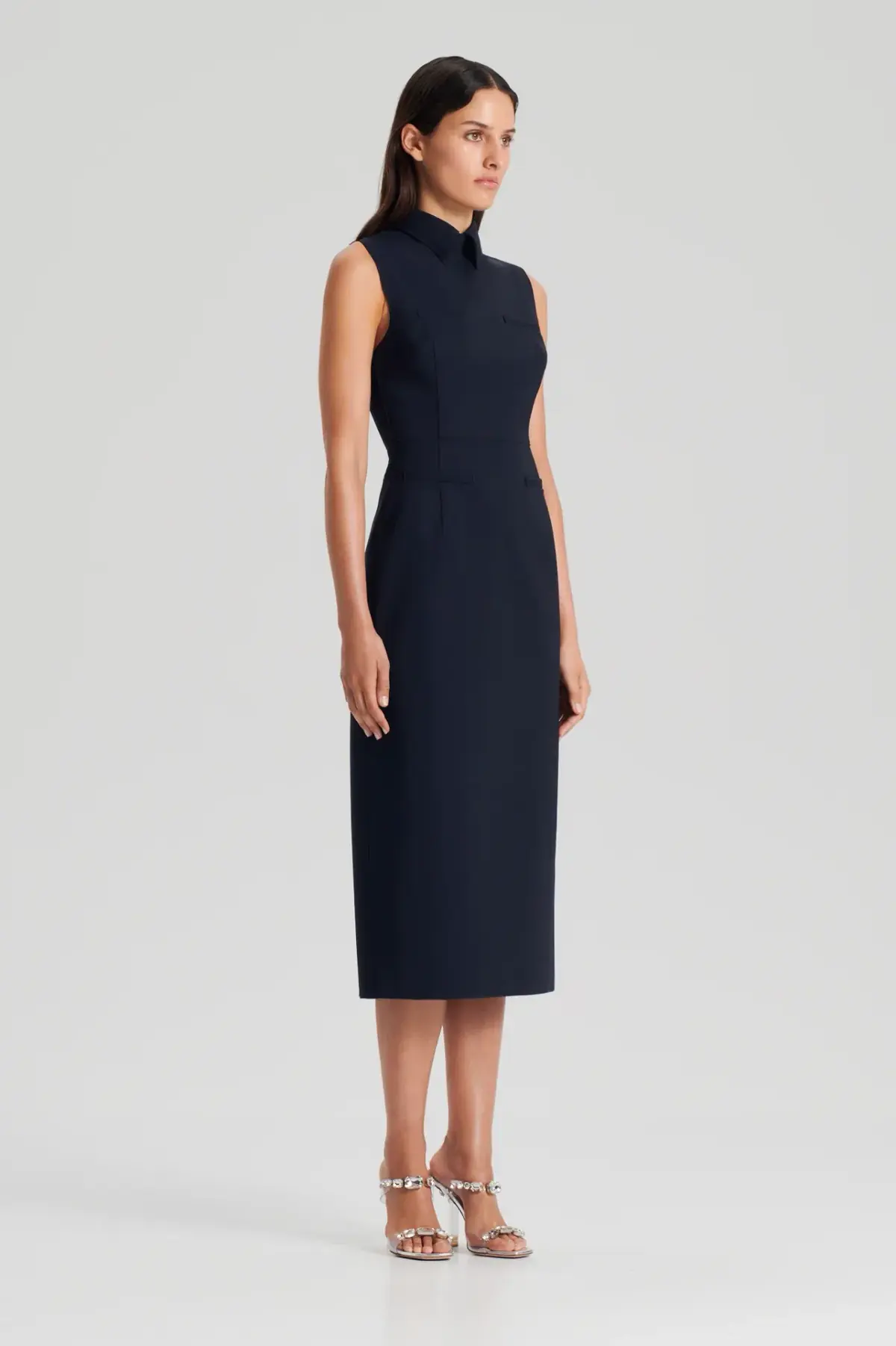 Scanlan Theodore Scuba Pencil Midi Dress Navy Size 10 - Image 2