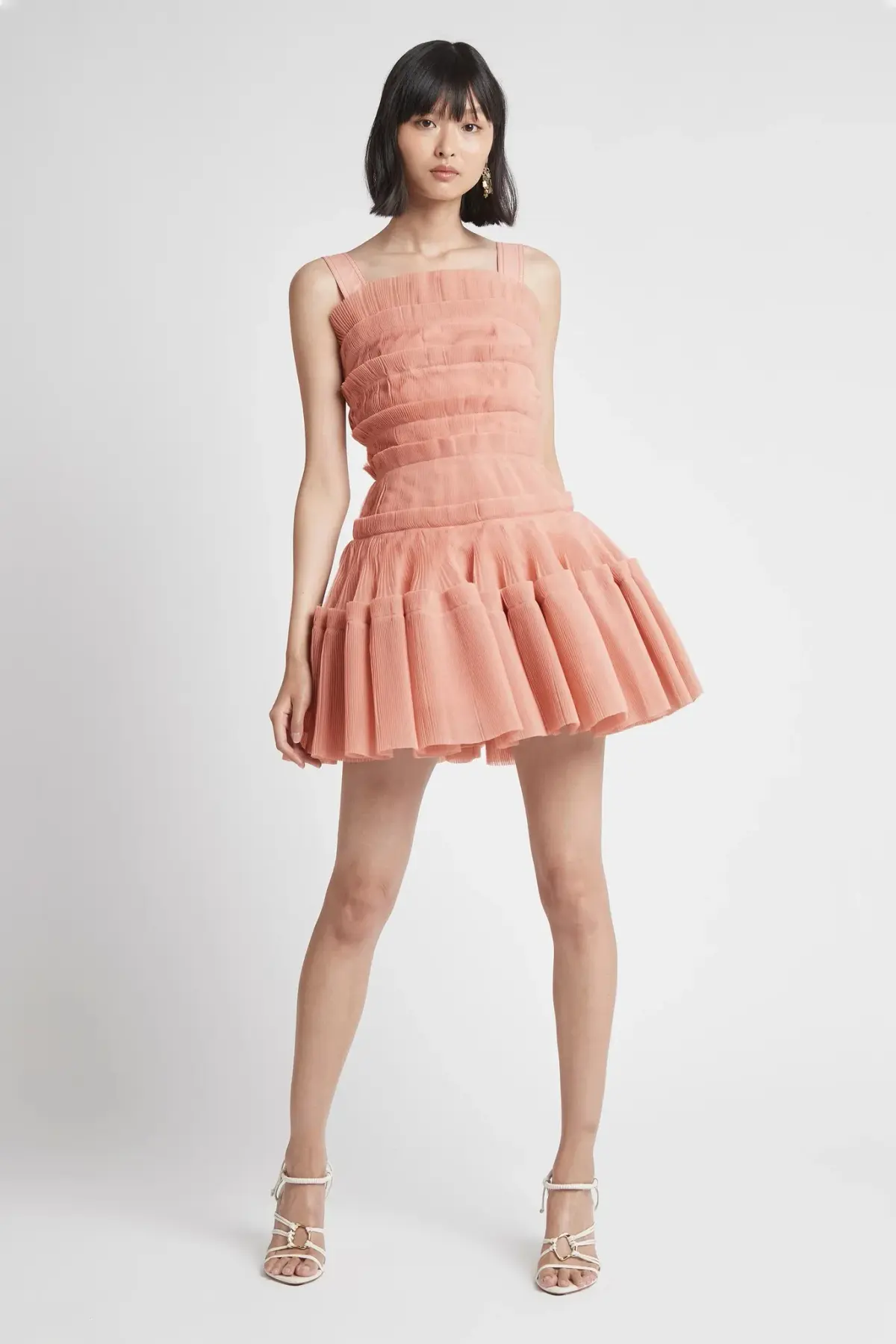 Aje Jacinto Pleated Mini Dress Nude Pink Size 10 - Image 1