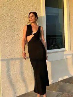 Christopher Esber Serpentine Crystal Stoned Tank Dress Black Size AU 6 for rent on The Volte - image 3